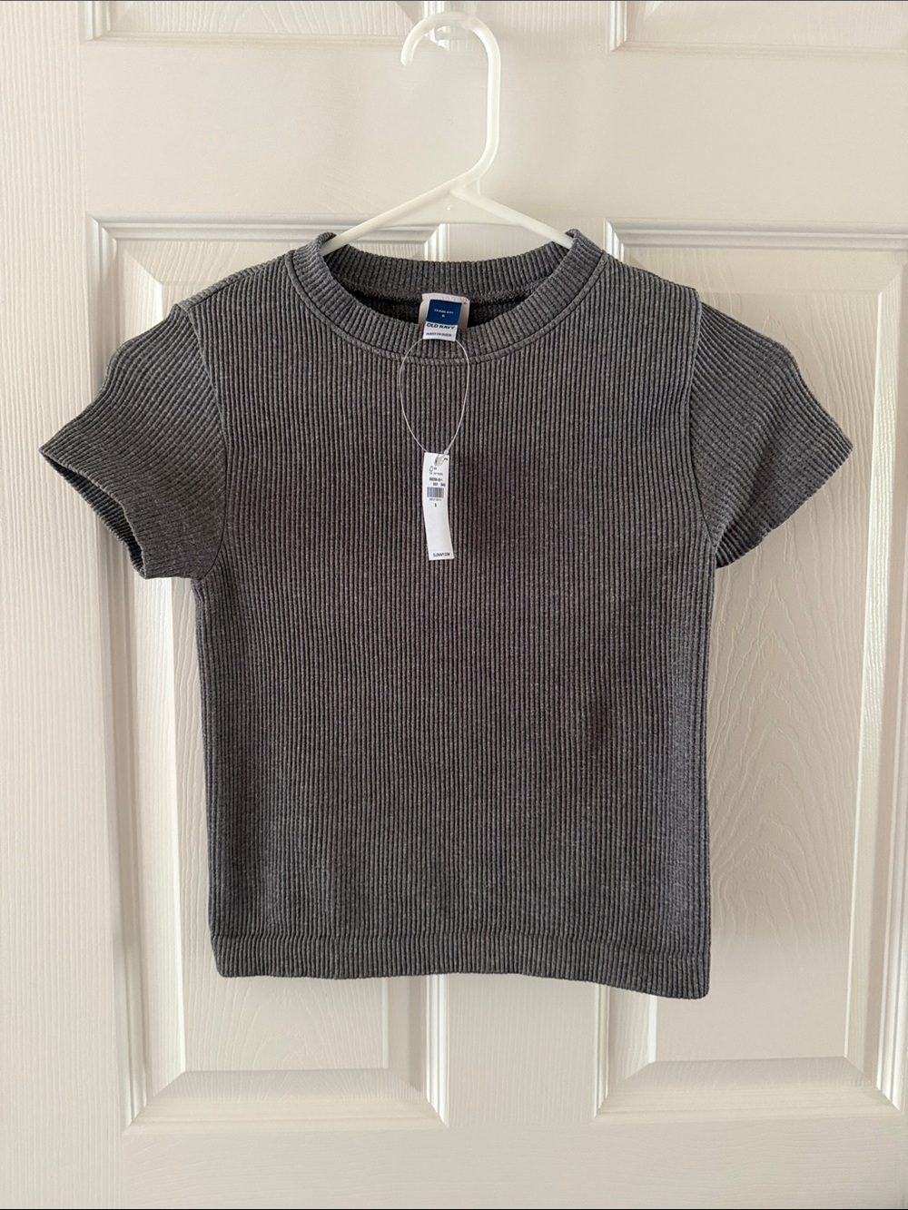 NWT Old Navy Exhale Seamless Fitted Ribbed Tee - Gray, Women’s Small